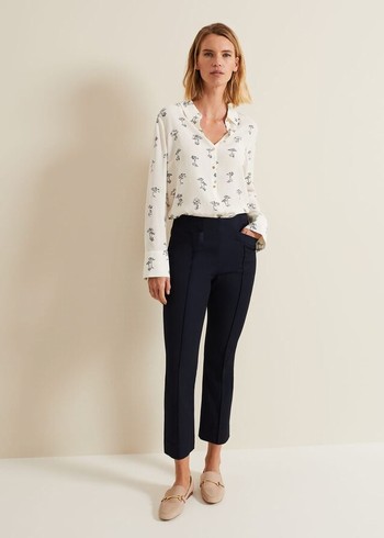 Phase Eight Miah Stretch Capris Trousers Navy Canada | PBQOLS-902